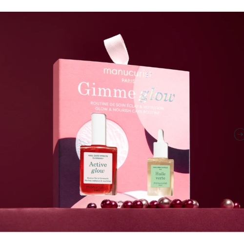 Manucurist Ornement Gimme Glow / Подарунковий набір Active Glow Raspberry 15 мл + Huile Verte 8 мл+ пилочка, Франція