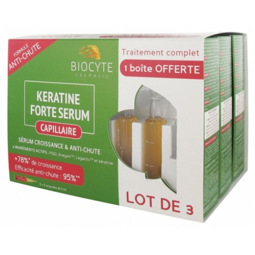 Сыворотка против выпадения волос Биоцит Biocyte Anti-Hair Loss Keratine Forte Serum 5x9мл ( 3 упаковки)